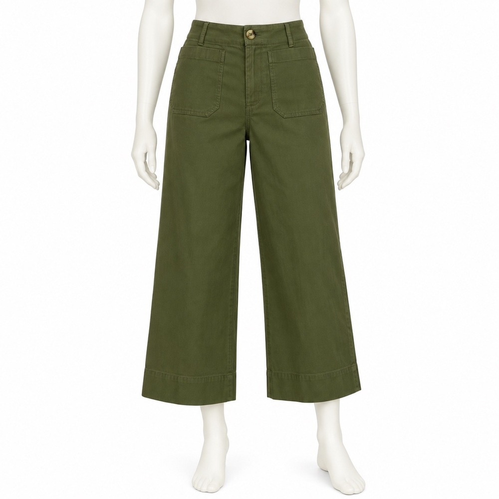 Anthropologie Maeve Colette Wide Leg Cropped Pants Women's 25P 25 Petite Green